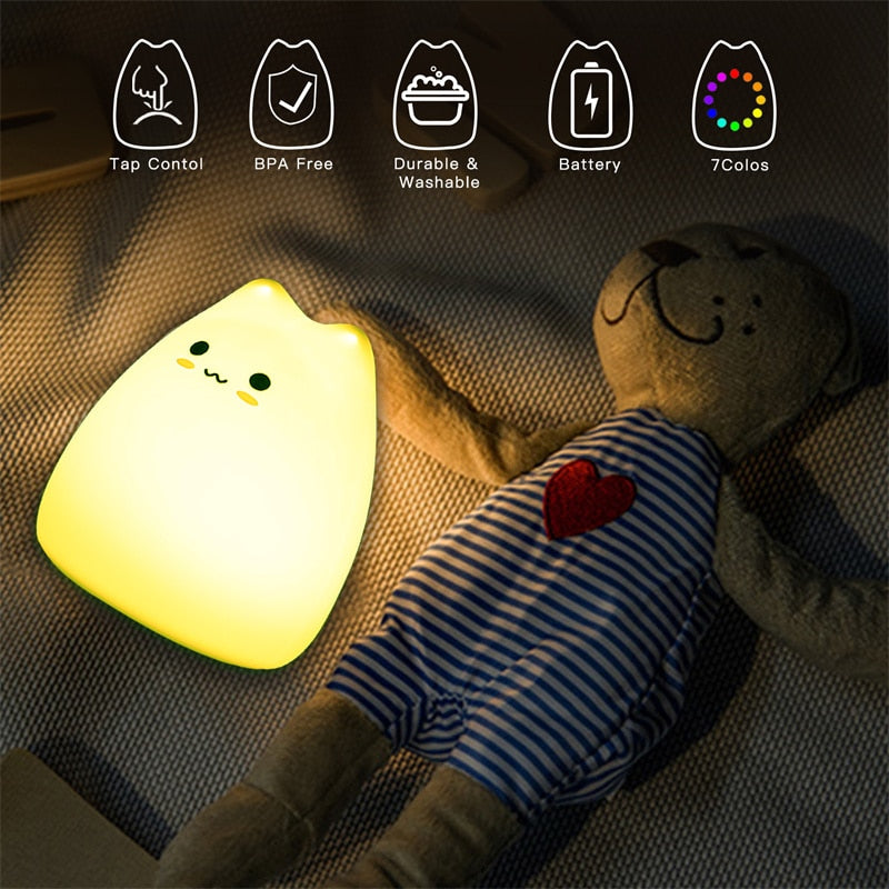 Cartoon Cat Mini Bedside Night Lamp