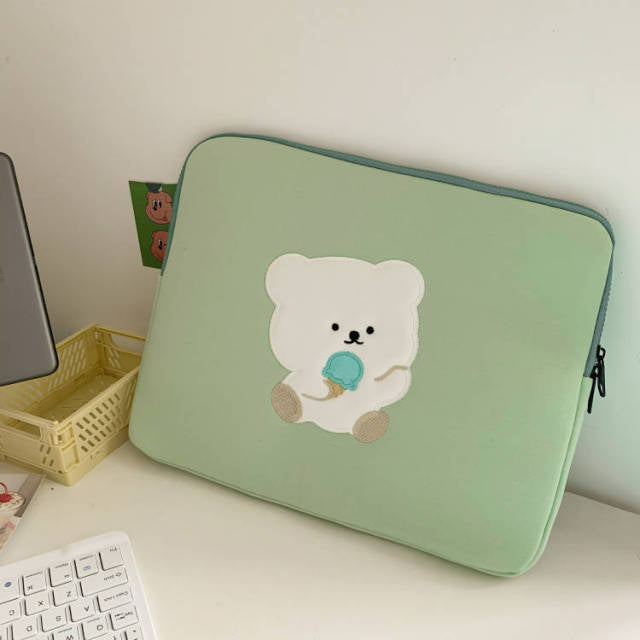 Cartoon Ice Cream Bear Laptop - Tablet Case Carrier