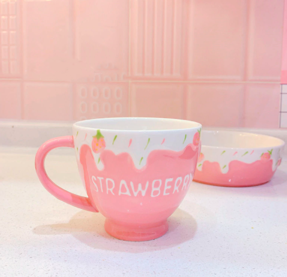 Kawaii Pink Strawberry Tableware | RK1377 - rennoyakawaii