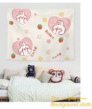 Kawaii Cute Rabbit Heart Strawberry Hanging Wall Tapestry decoration