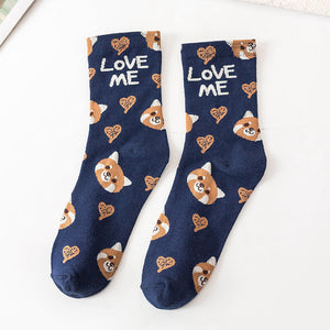 Navy Blue Love Me Fox Socks