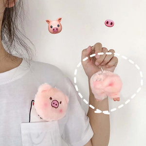 Kawaii Pink Pig Plush Backpack Charm | RK1790