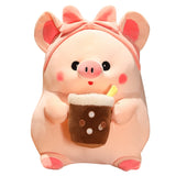 Kawaii Pink Pig with Boba Plush Toy