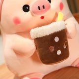Kawaii Pink Pig with Boba Plush Toy