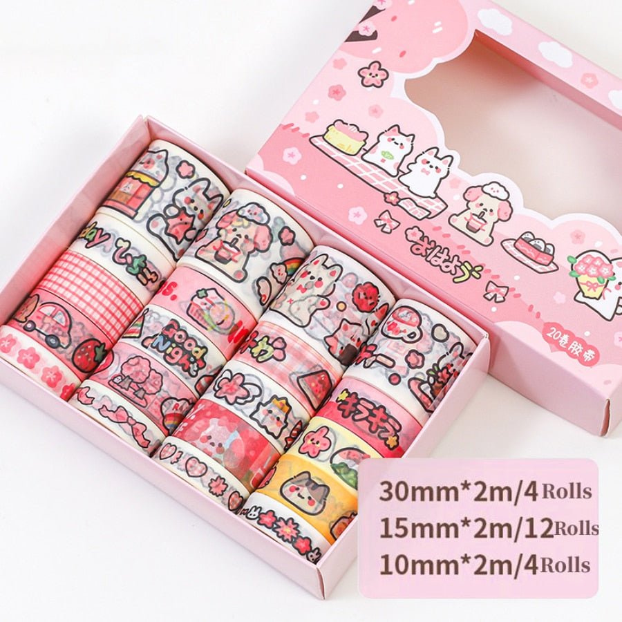 Pink Cartoon Style Washi Tape Stickers