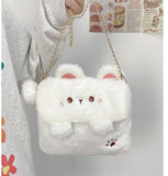 White Bear Furry Shoulder Bag Purse