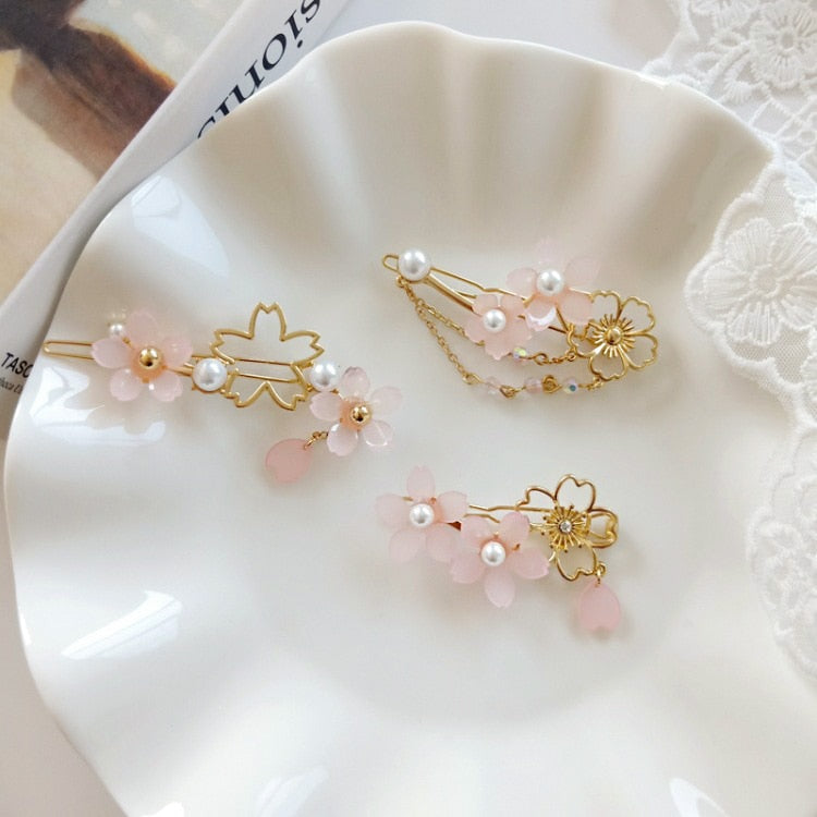 Pearl Blossoms Hair Clips | RK1488 - rennoyakawaii