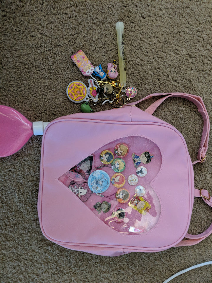 Pink kawaii heart design backpack