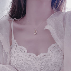 Kawaii Bear design 14k gold chain necklace