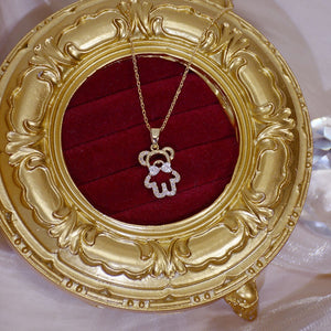 Kawaii Bear design 14k gold chain necklace