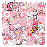 50pcs Cartoon Kawaii Pink Stickers | RK1643