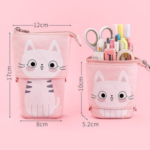 Pink Kitty Cat Expandable and Foldable Pencil Pen Eraser pouch holder case