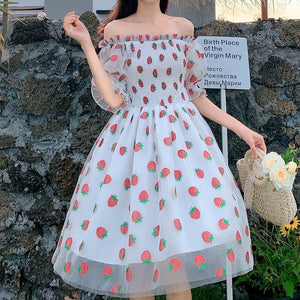 Strawberry Lace Chiffon Dress | RK1623