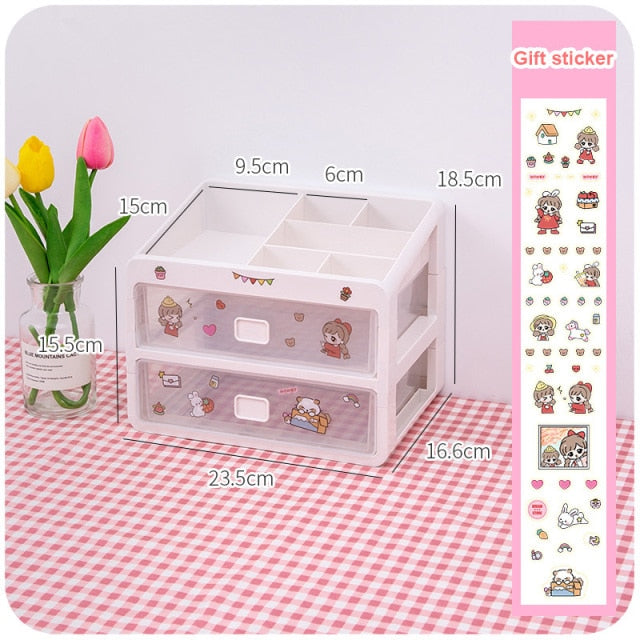 Kawaii Desktop Cosmetic Storage Box