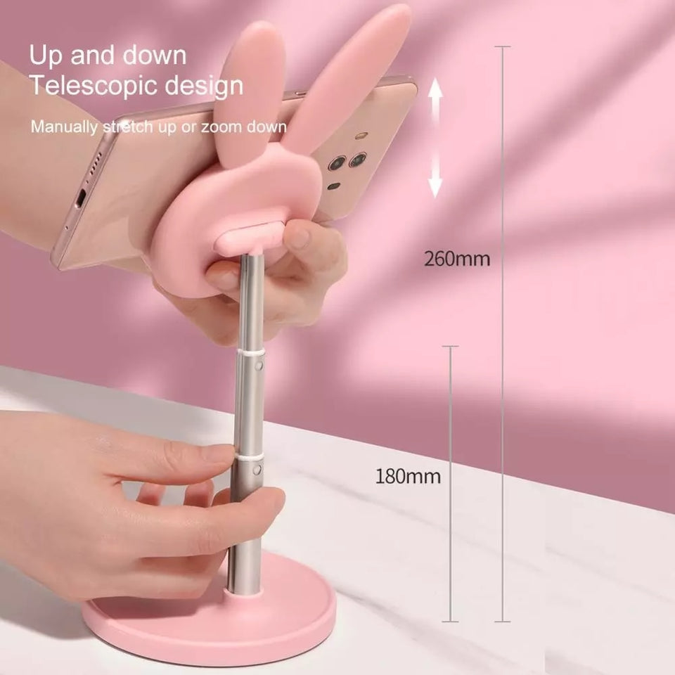 Pink Rabbit Desktop Telescopic Mobile Phone Stand - Holder