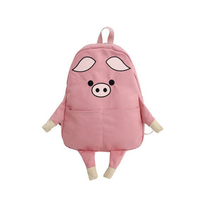Kawaii Pink or White Cartoon Pig design canvas backpack