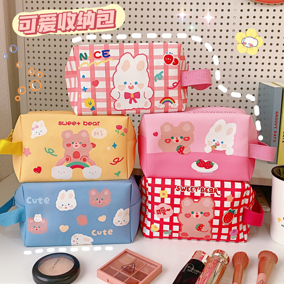 Kawaii Cartoon Bear Bunny Cosmetic Travel Bag