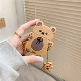 Cute Biscuit Bear Apple Airpod case with Keychain | RK 1591