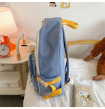 Girls Multi Storage Pockets Kawaii Blue Yellow Backpack