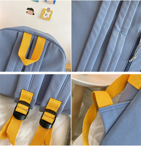 Girls Multi Storage Pockets Kawaii Blue Yellow Backpack