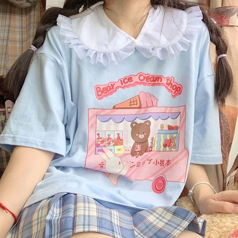 Kawaii Bear Ice Cream Truck Cartoon T-shirt | RK1708