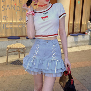 Japanese Lolita Lace Trim Mini Skirt | RK1604