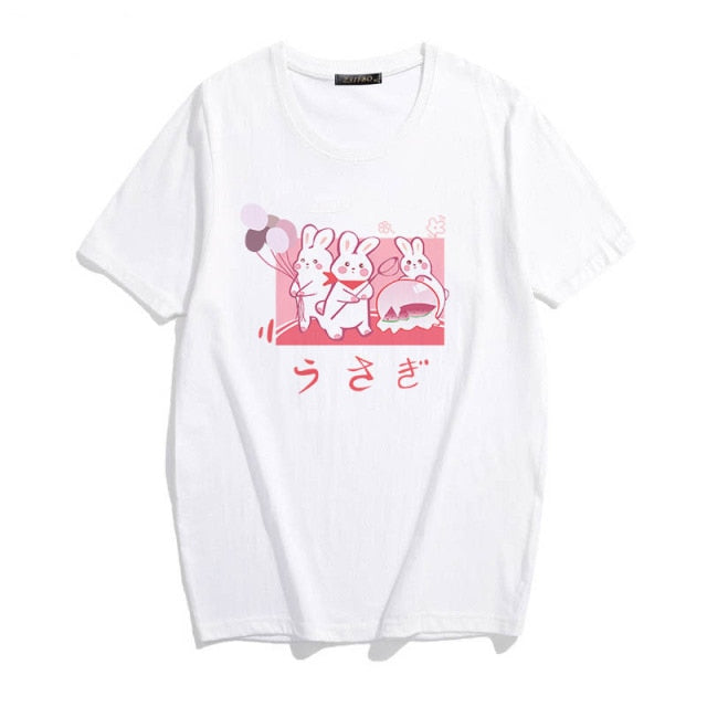 Kawaii Pink Cartoon Rabbit T-shirt