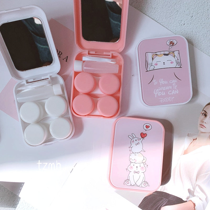 Pink Cute Contact Lens case with mirror | RK1599