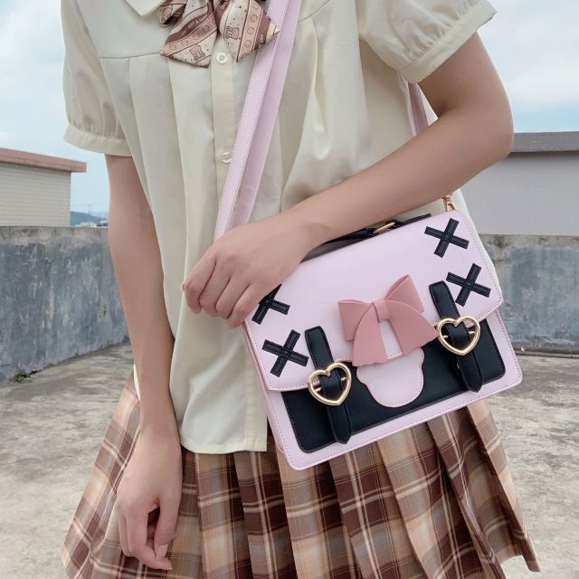 Pink Bow Bear design Handbag Shoulder Purse