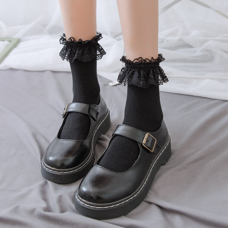 5 Pairs Lolita Style Kawaii Ruffles Socks 