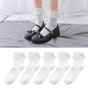 5 Pairs Lolita Style Kawaii Ruffles Socks 