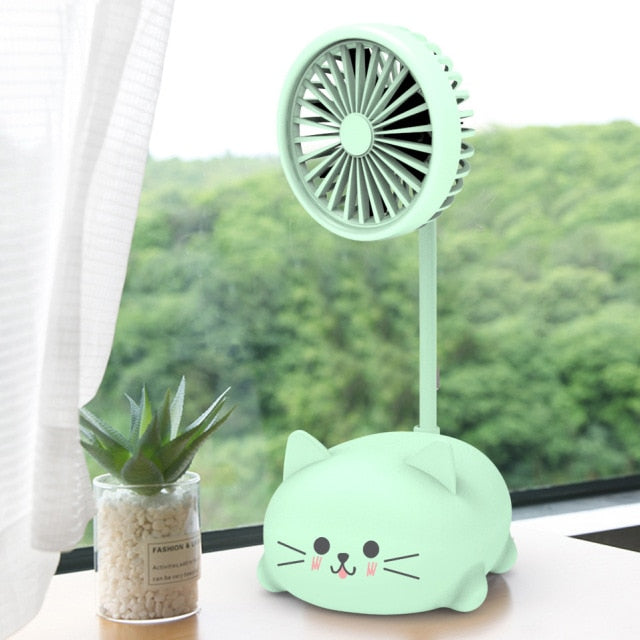 Green Kawaii Cat Desktop Portable Fan