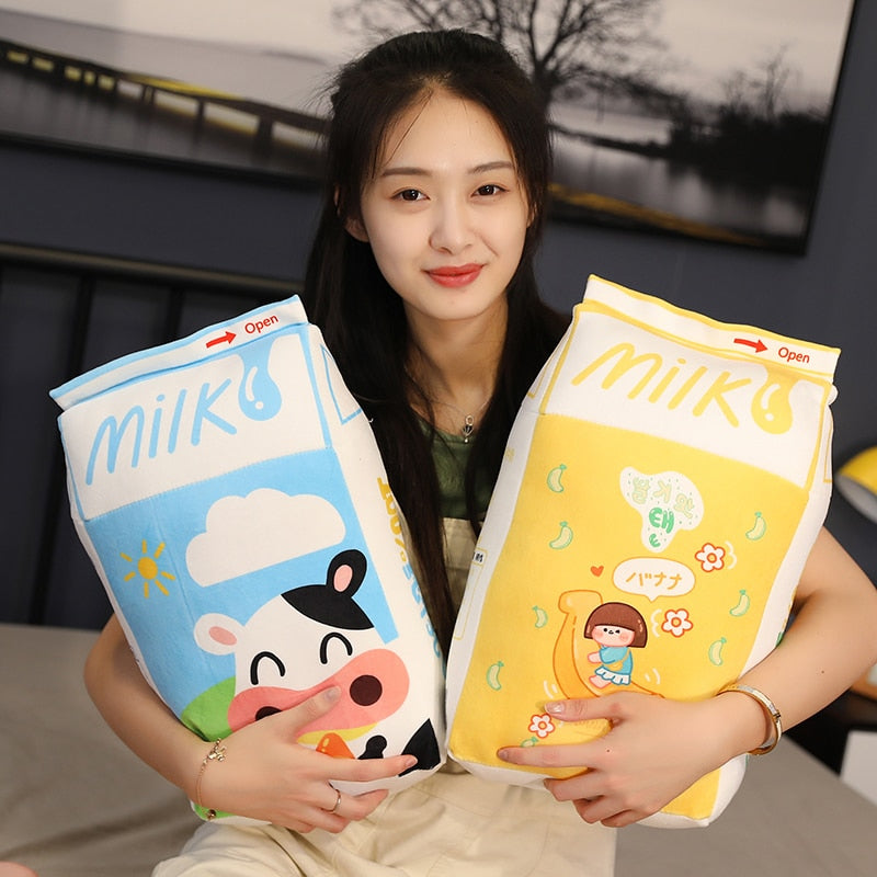Cartoon Milk Carton Plush Pillow