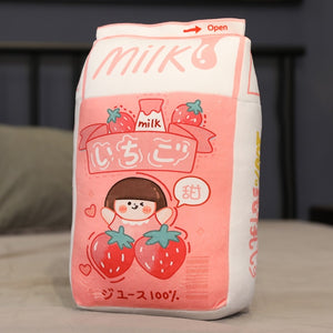 Cartoon Strawberry Milk Carton Plush Toy