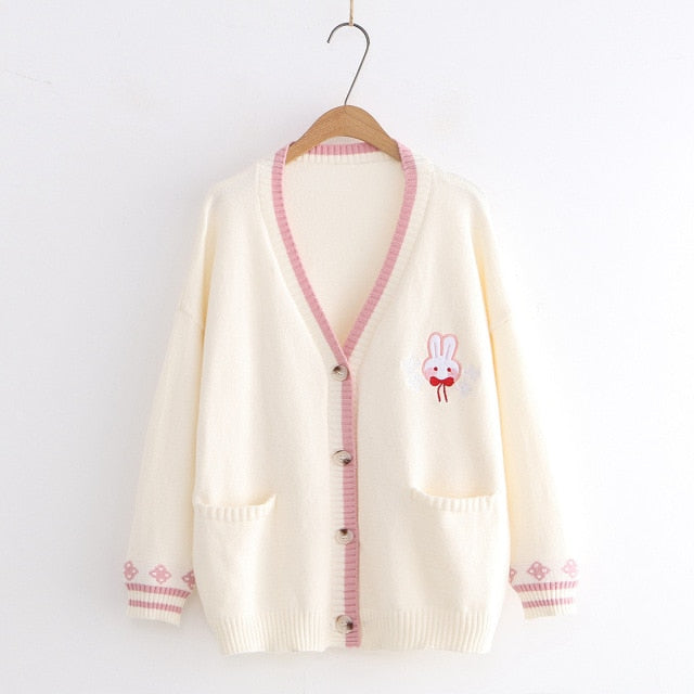 Womens Preppy Style Button Up Sweater