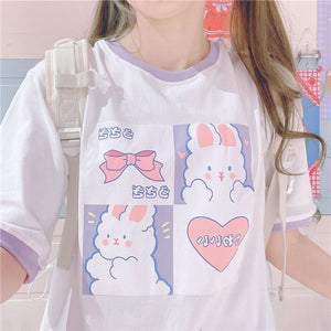Japanese Kawaii Bunny Box Heart T-shirt