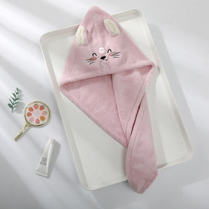 Pink Kawaii Kitten Cat Whiskers Microfiber Womens Hair Towel