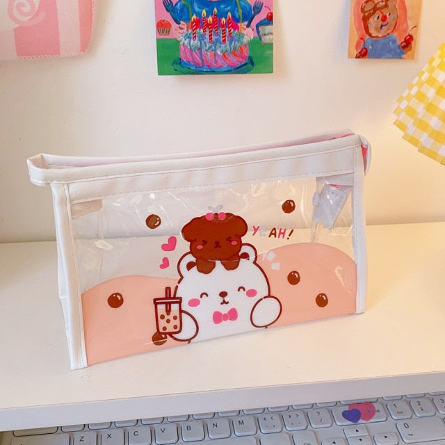 transparent cosmetic, stationary, and travel bag