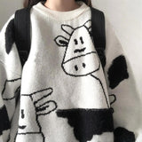 Black and White Cow graphic Womens Sweater
