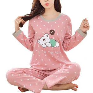 Kawaii Womens Cartoon Bear Sleepwear Pajamas