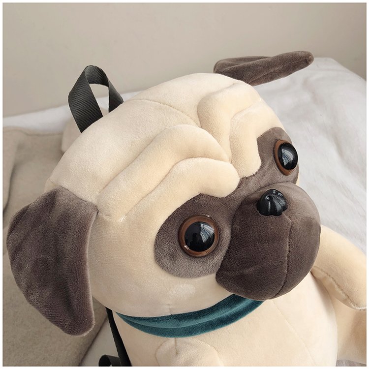 Cartoon Pug Dog Cute Plush Backpack Shoulder Purse