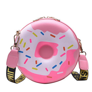 Cartoon Donut Shape Leather Shoulder Bag Purse