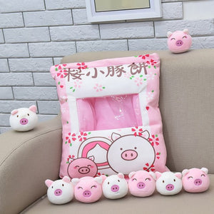 Cute 8 Piece Pig Pillow Case Plush Toys