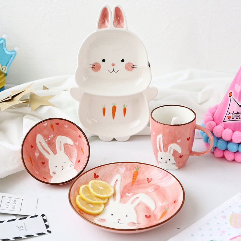 Ceramic Dinnerware - Ceramic Cute Rabbit Tableware - Rennoya Kawai